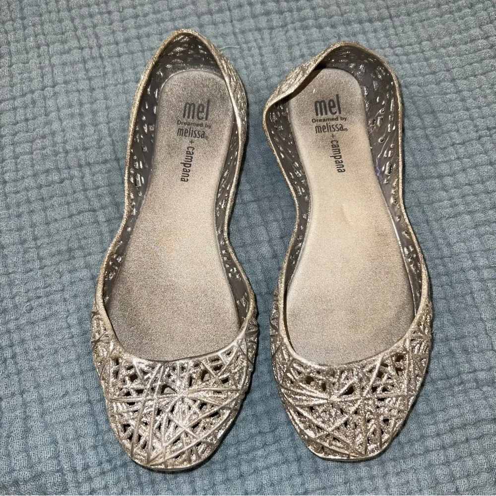 Mini Melissa Glittering Silver Jelly Shoes